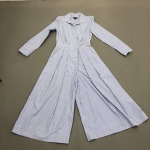 J. Crew Blue White Pencil Stripe Shirt Jumpsuit